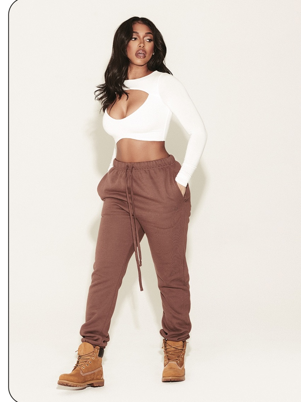 naked wardrobe Brown High-Rise Drawstring Joggers